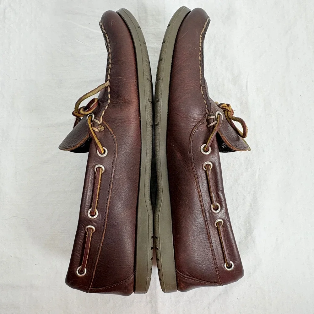 G.H. Bass Colburn Brown Leather Moccasins Boat Shoes Mens 10 D Loafers Preppy